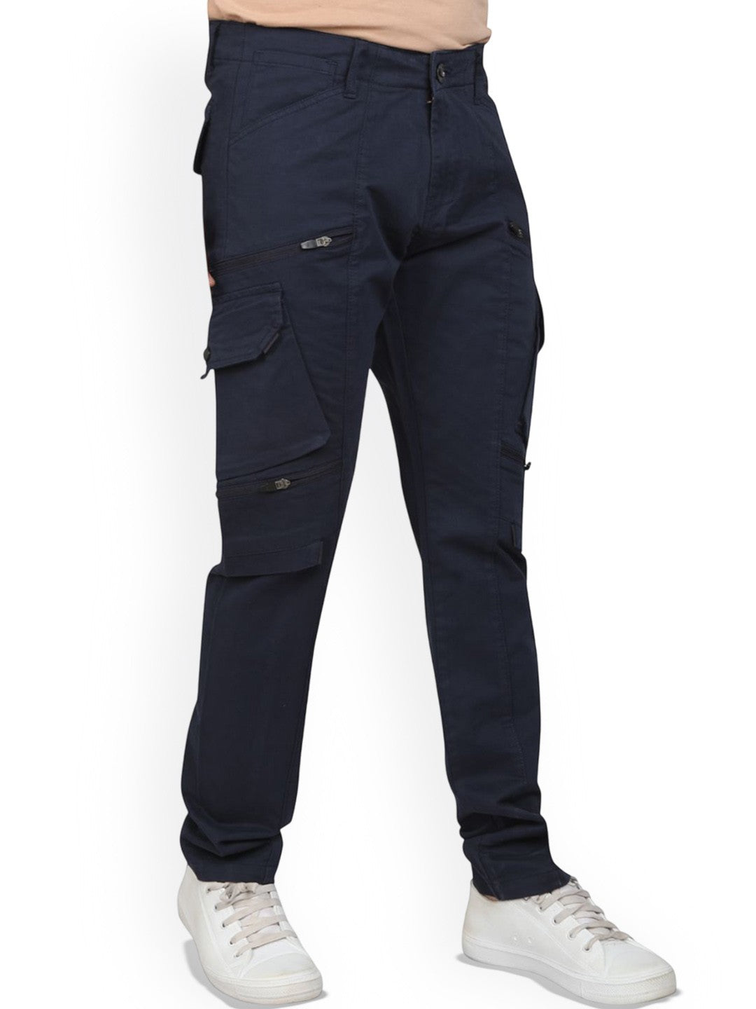 Men Regular Fit Mid-Rise Cargo Jeans