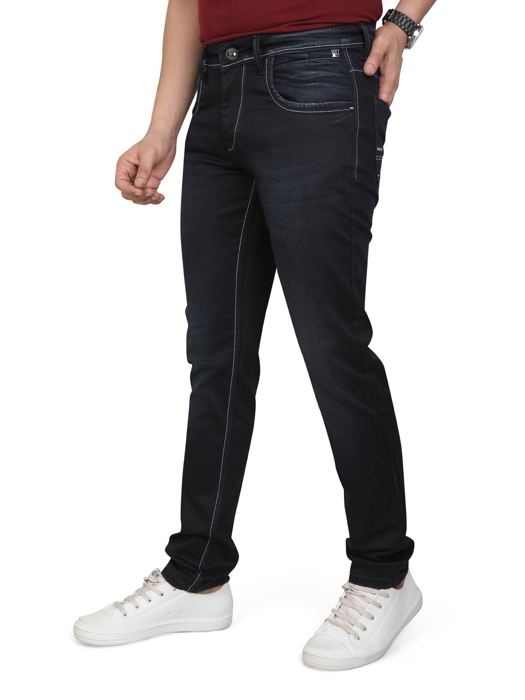 Men Regular Fit Mid-Rise Light Fade Stretchable Jeans
