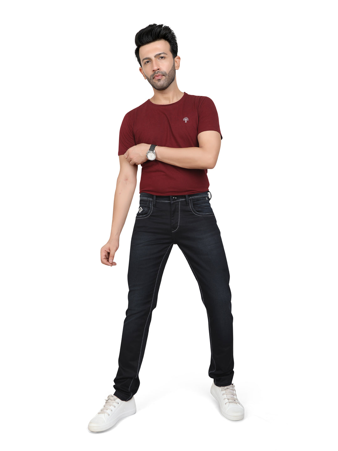 Men Regular Fit Mid-Rise Light Fade Stretchable Jeans